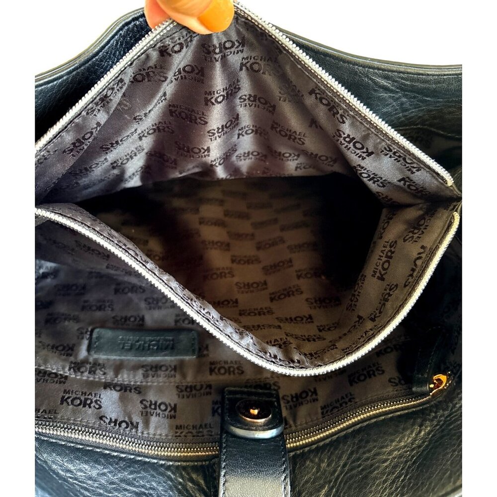 Michael Kors MK Hamilton Tote Handbag‎ Purse Black Pebbled Leather - Picture 13 of 15